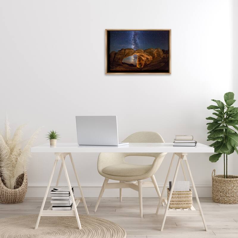 Stupell Starry Sky Through Desert Arch Framed Floater Canvas Wall Art Design By Royce Bair