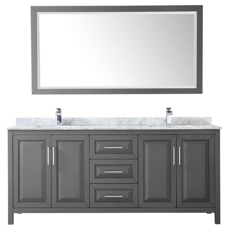 Daria 80-inch Double Vanity, Marble Top, 70-inch Mirror