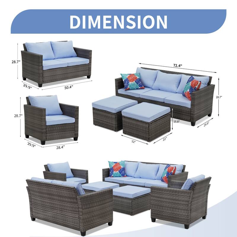 Ainfox Outdoor Patio Sofa Set Sectional Wicker Sofa Patio Furniture Rattan sofa