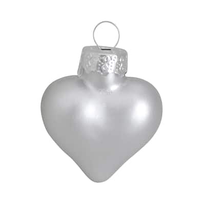 56ct Silver Matte Glass Heart Christmas Ornaments 1.75" (45mm)