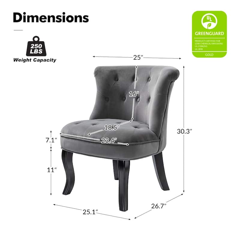 Paolino 25.1" Wide Traditional Velvet Button-tufted Back Stools with Wood Legs by HULALA HOME