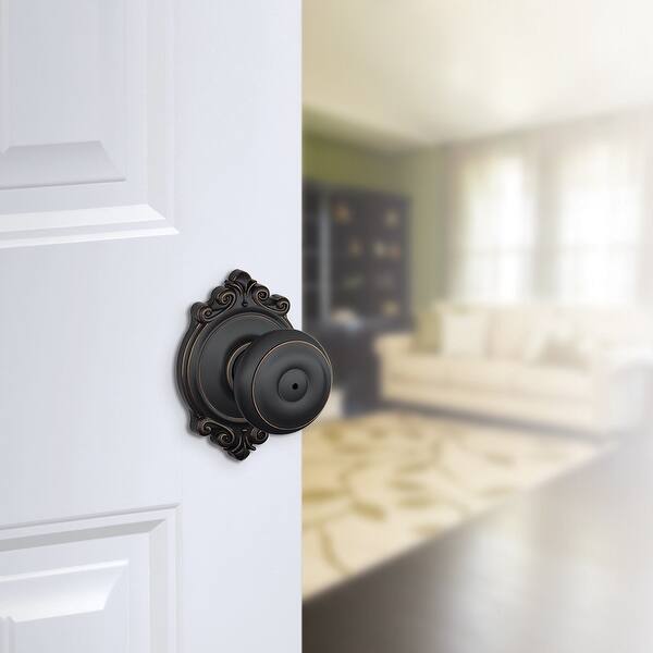 Shop Schlage F40 Geo Brk Georgian Privacy Door Knob Set With