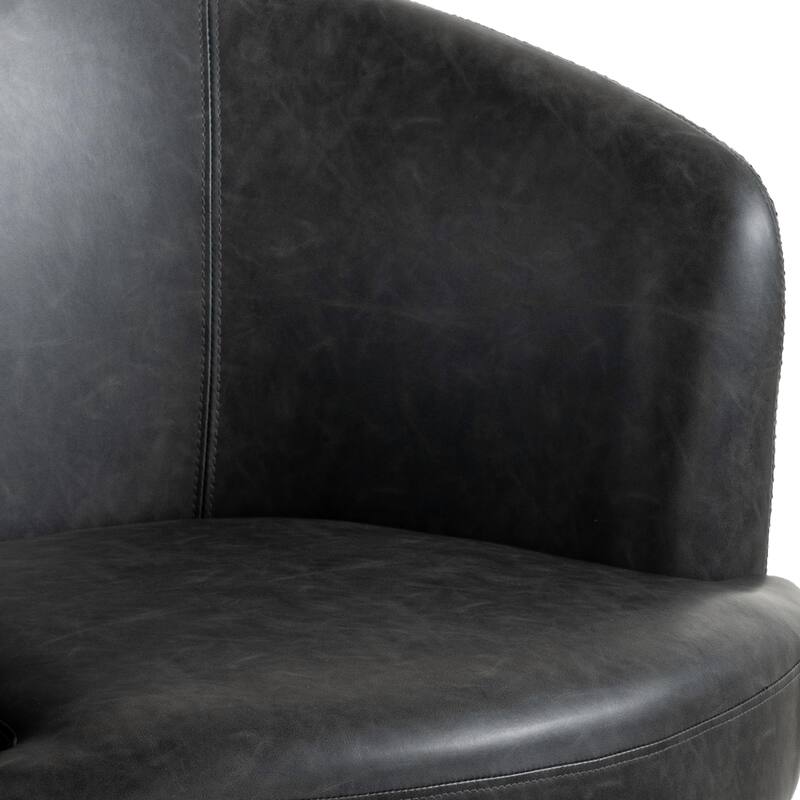 2 Set Faux Leather Club Swivel Barrel Accent Chair