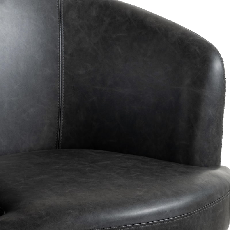 Faux Leather Swivel Barrel Accent Chair for Living Room