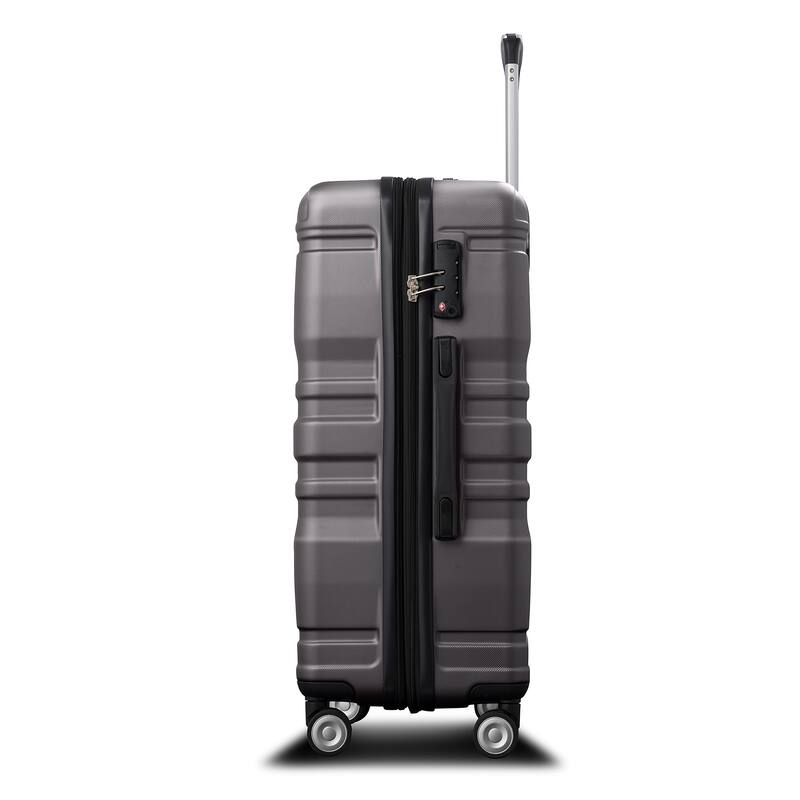Dark Gray Luggage Suitcase Expandable Set Footlockers, 3 Piece Set