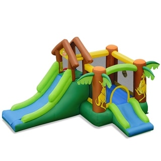 Costway Kids Inflatable Jungle Bounce House Dual Slide Jumping Castle