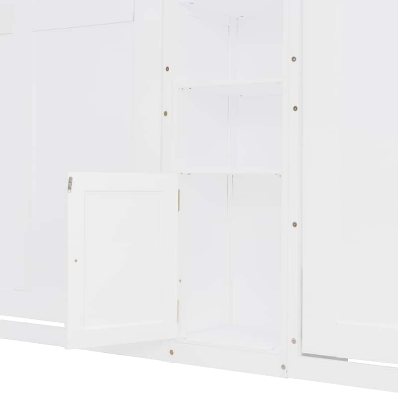Roomfitters Twin Wall Murphy Bed System with Center Storage Shelves, Convertible Fold Down Sleeper Cabinet