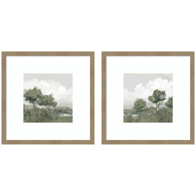 Kate and Laurel Shades of Olive No. 1 & No. 2 2 Piece Framed Wall Art Print Set by Mary Sparrow - 2 Piece Set 25x25