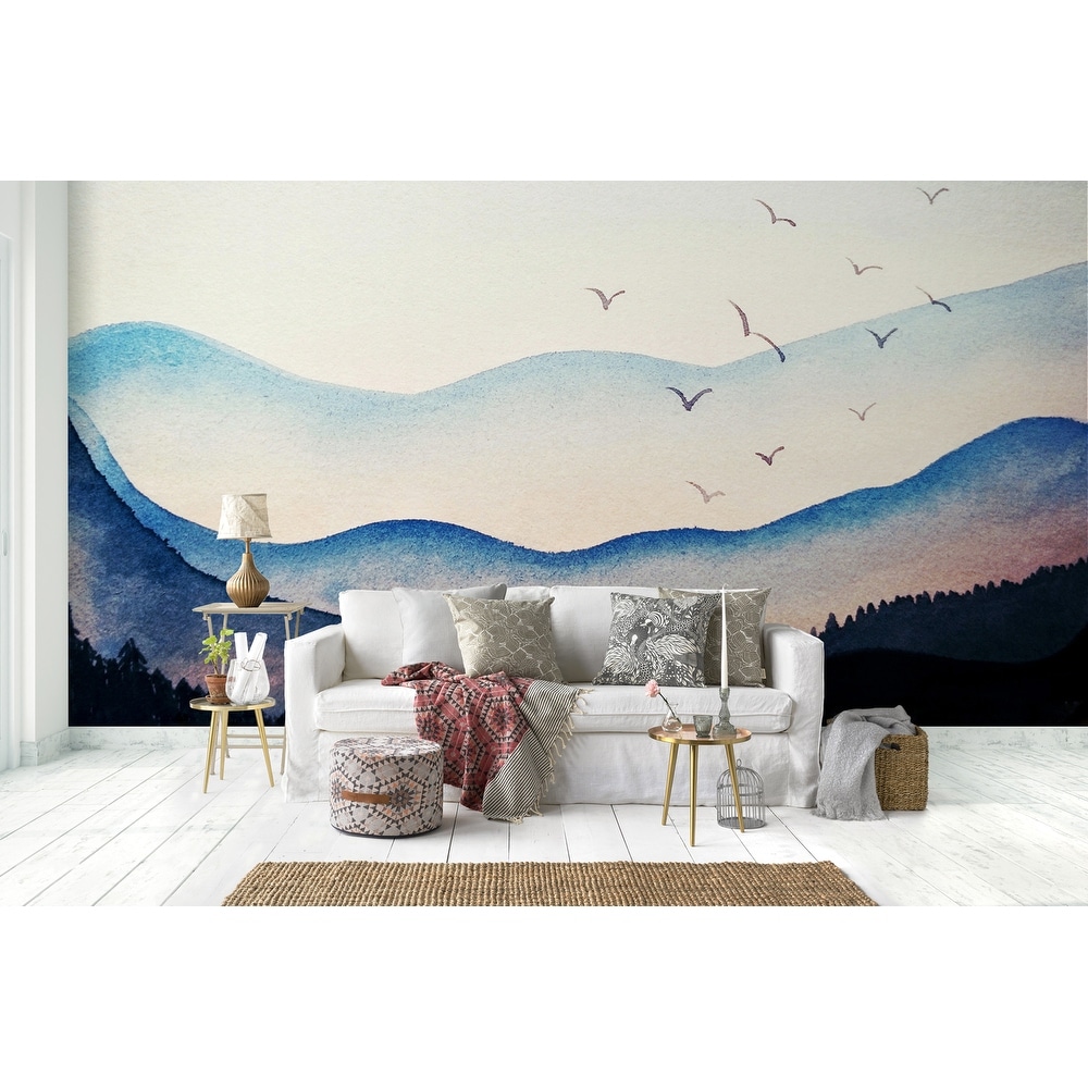 Watercolor Landscape Mountain Textile Wallpaper