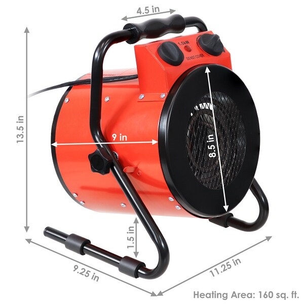 Sunnydaze Portable Steel Electric Space Heater with Carrying Handle - 1500W