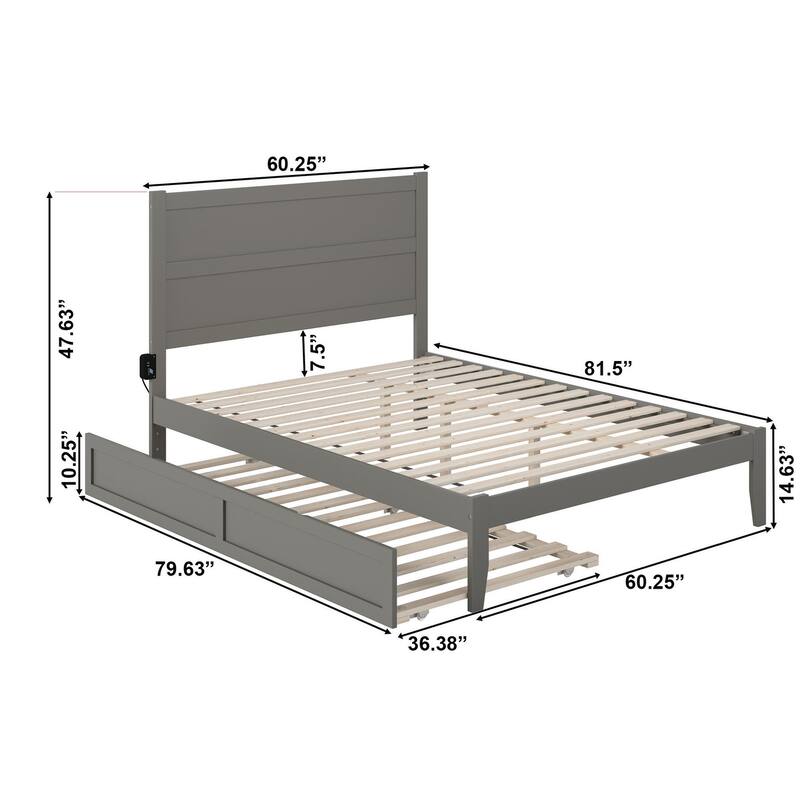NoHo Queen Bed with Twin XL Trundle in Grey