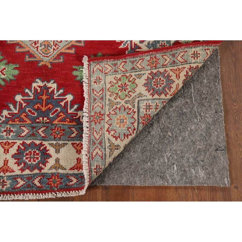 Red Kazak Foyer Rug Handmade Oriental Wool Carpet - 3'4" x 4'11"