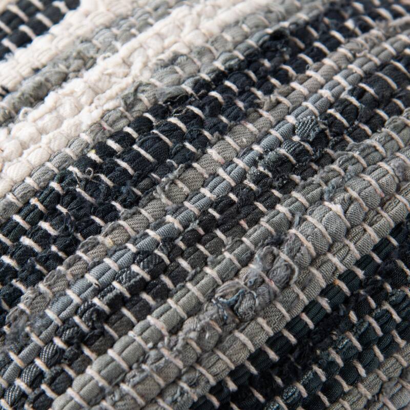 Rizzy Home Striped Textured Recycled Denim Throw Pillow