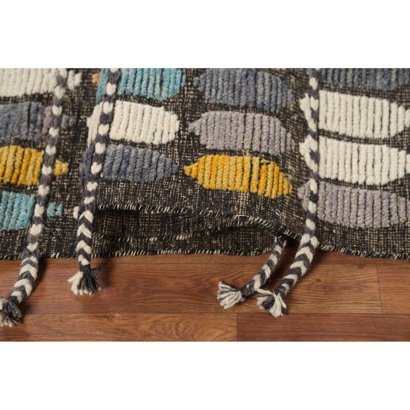 All-Over Geometric Moroccan Contemporary Area Rug Handmade Wool Carpet - 5'11"x 9'7"