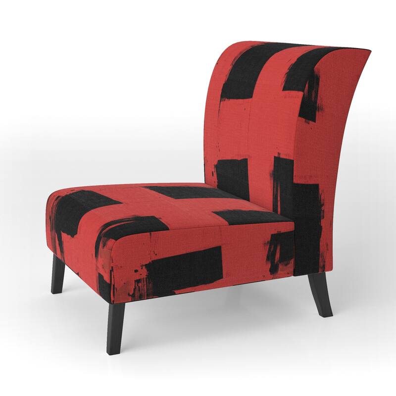 Designart "Black & White Crossing Paths II" Upholstered Abstract Accent Chair - Modern Arm Chair For Living Room