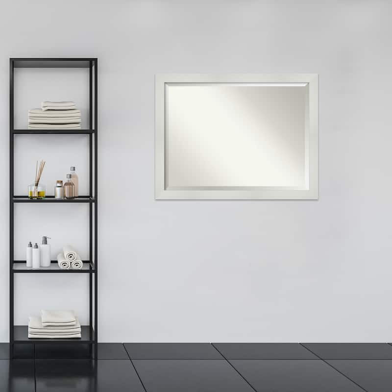 Beveled Bathroom Wall Mirror - Mosaic White Frame