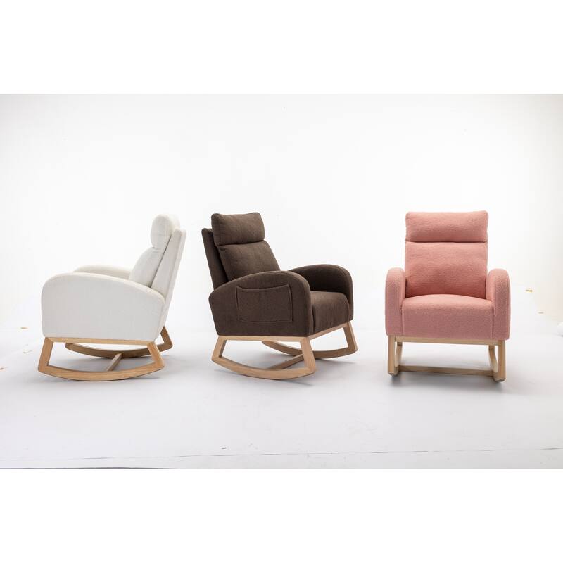 Teddy Fabric Rocking Chair with Right Pocket