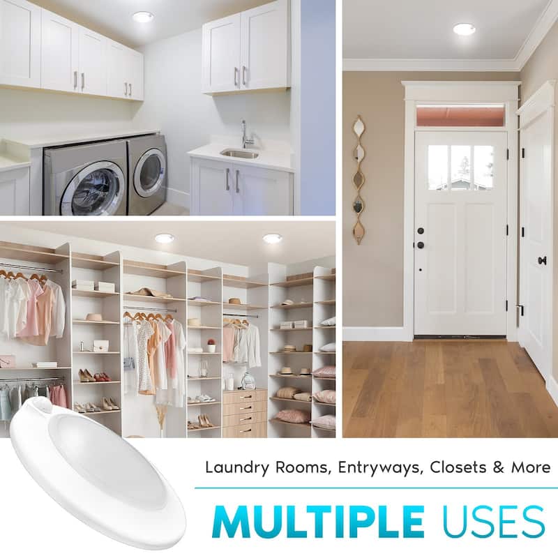 Luxrite 6in LED Motion Sensor Ceiling Light 3 Color Selectable 3000K-5000K 30s Timeout 15W 1000 Lumens