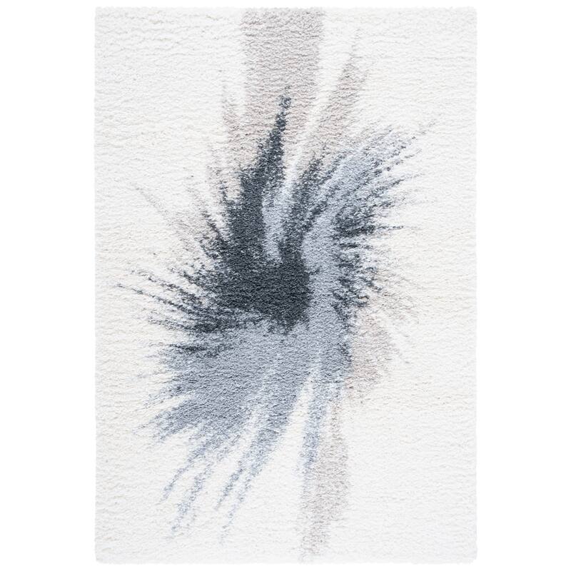 SAFAVIEH Fontana Shag Yaeko Modern Abstract 2-inch Thick Rug - Grey/Ivory - 5' 3" x 7' 6"