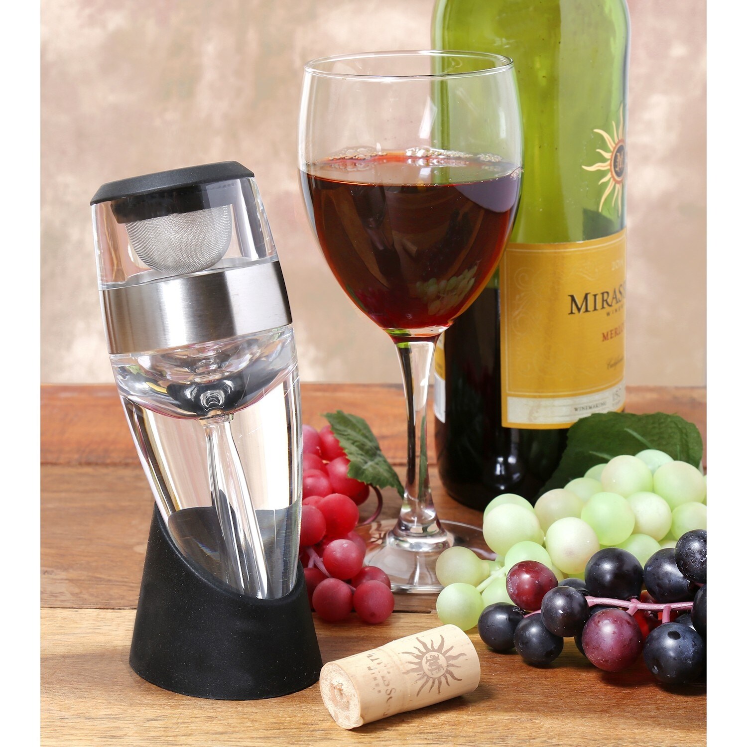 Shop Home District Wine Aerator And Pourer Unique Hand Held Red Wine Decanter Includes Filter Rubber Display Base And Travel Bag Overstock 30290800