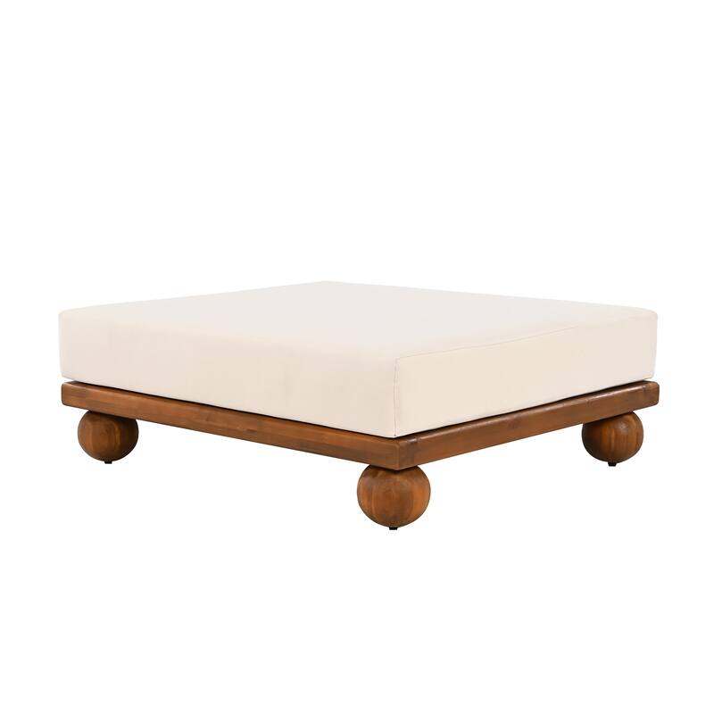 Scott Living Dulcie 4 Piece Outdoor Acacia Wood L Shape Setional Sofa with Removable Cushions