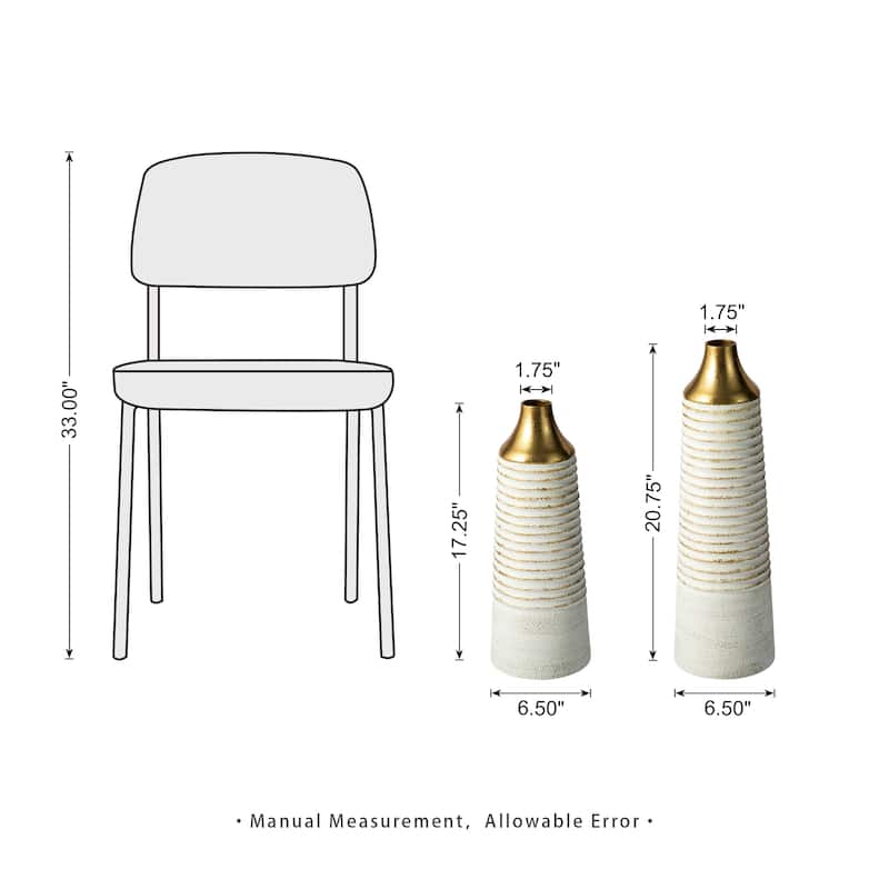 Glitzhome Set of 2 Modern White Black and Gold Metal Floor Vases Fall Thanksgiving Gifts