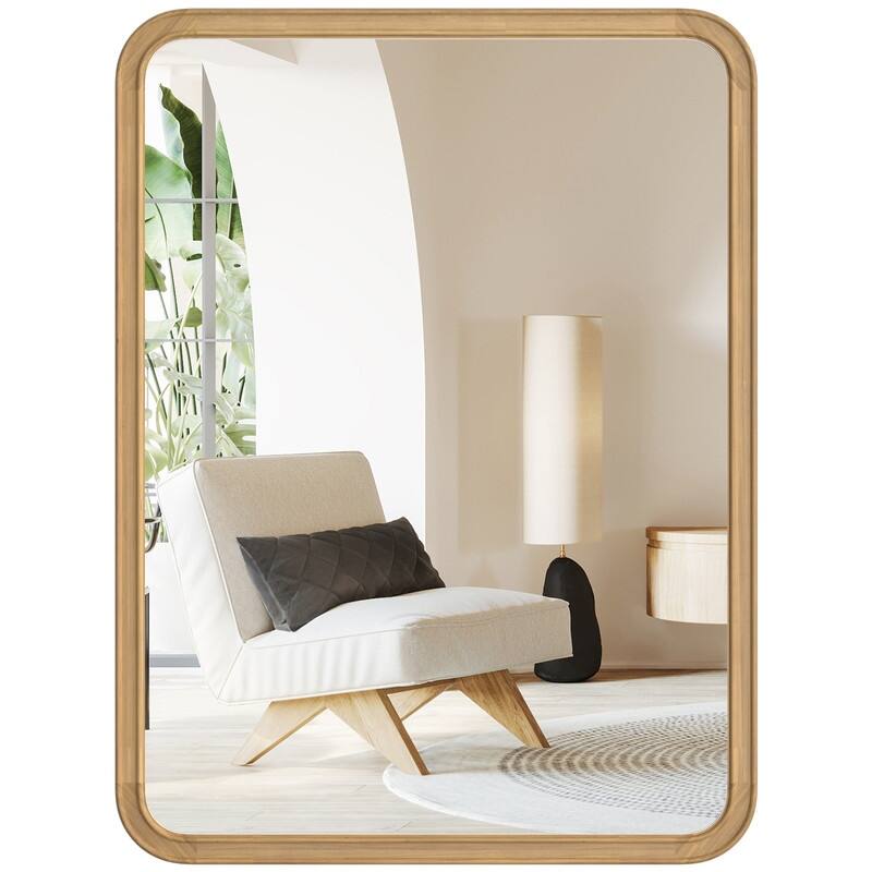 Pine Wooden Framed Standard Farmhouse Style Rectangle Wall Mirror