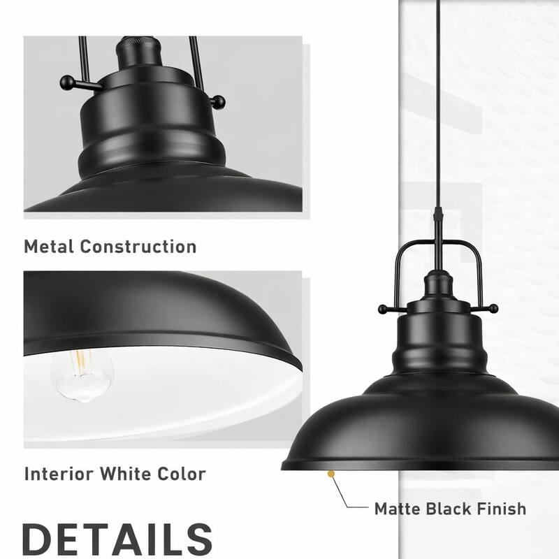 1-Light Industrial Farmhouse Metal Dome Pendant Light, Oil Rubbed Bronze Finish