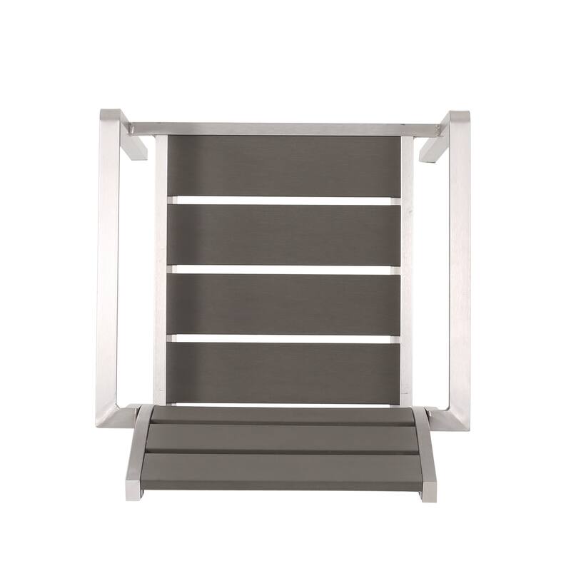 Roomfitters Modern Outdoor Aluminum Dining Chairs with Faux Wood Seat and Rust Resistant Frame, Grey, Set of 2