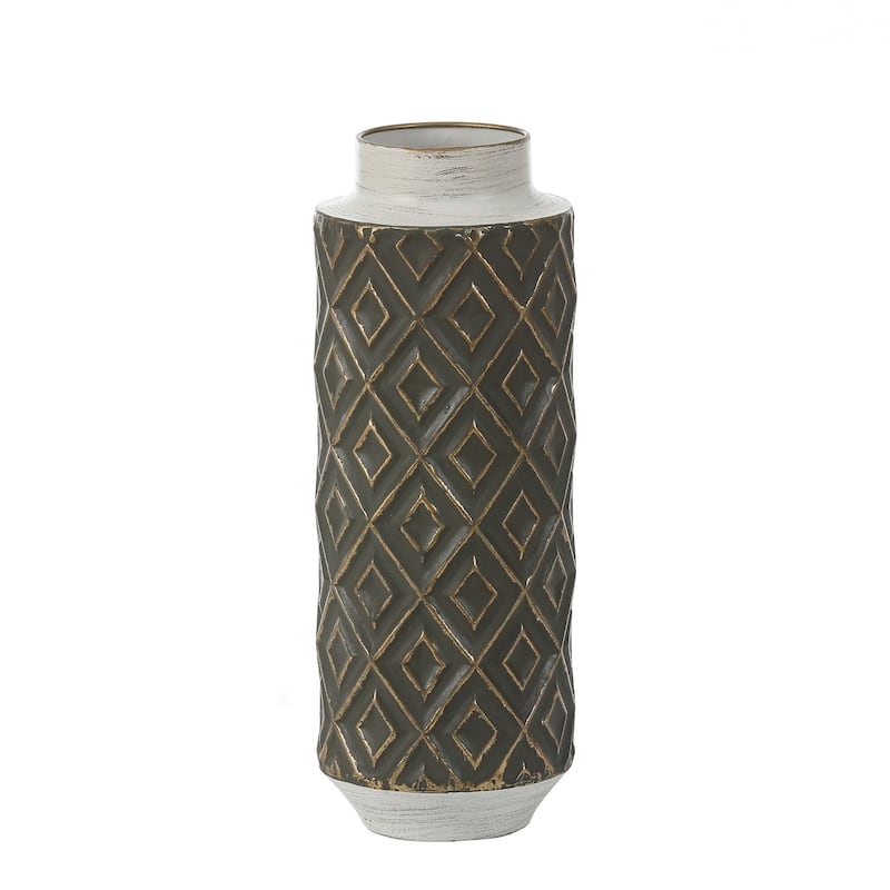 Distressed Black and White Metal Bottle Vases (Set of 2)