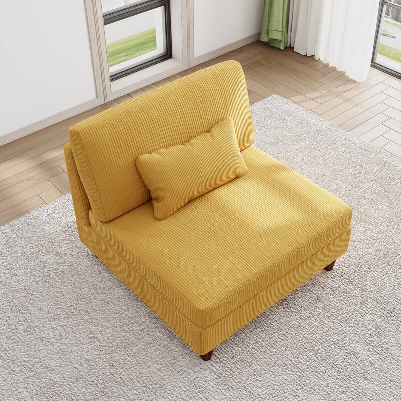 Corduroy Armless Chair Accent Chair Sofa