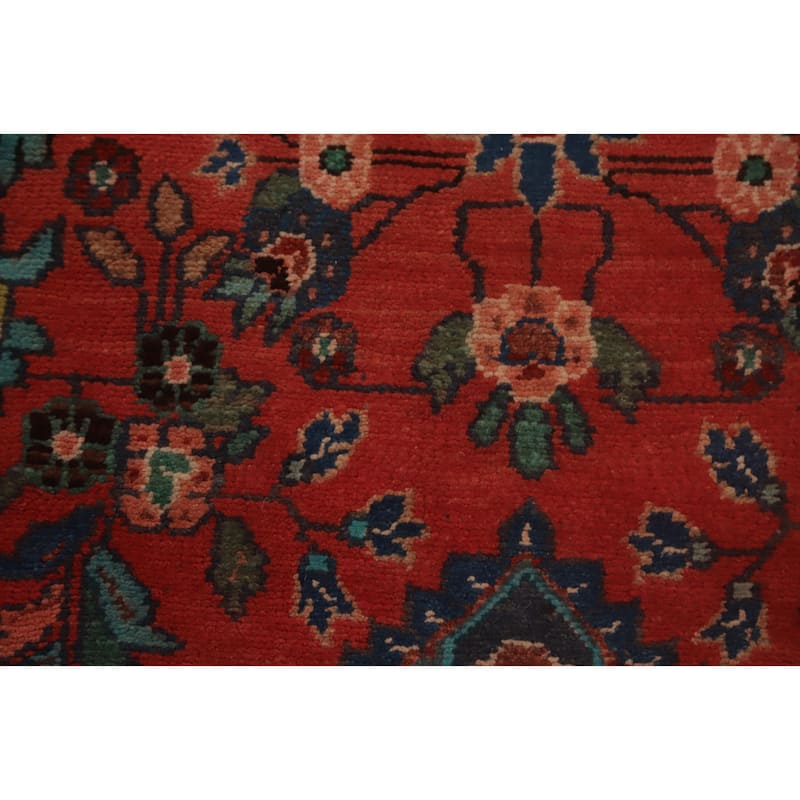 Hand Knotted Oriental 100% Wool Carpet Traditional Floral Oranges & Rust Tabriz Runner Rug - 9' 0'' X 3' 2''