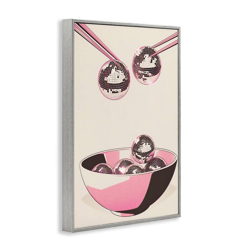Stupell Disco Bowl Meal with Chopsticks Framed Giclee Art Design By Arlington Prints