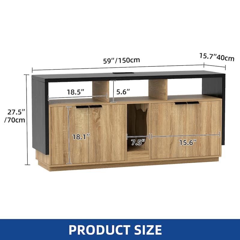 Moasis Cat Litter Box Enclosure with Power Outlet & LED Light