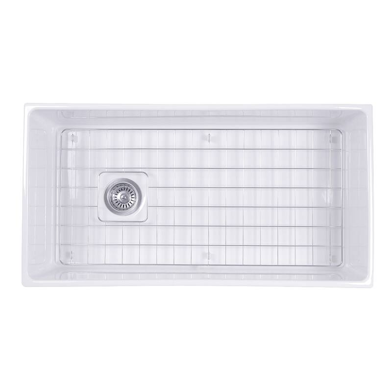 Highpoint Collection 36-inch Fireclay Farmsink with Grid and Drain - 36" x 19" x 10" - 36" x 19" x 10"