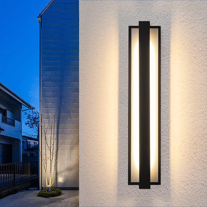 Modern Black Rectangular Linear LED Outdoor Wall Lights/Sconce Lighting