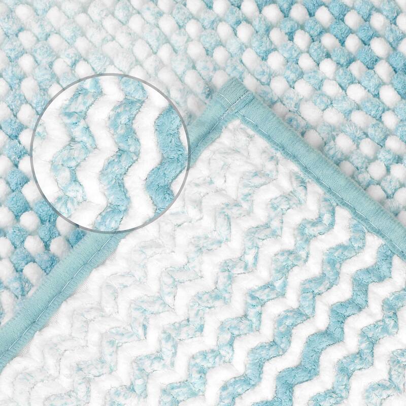Chenille Bathroom Rug, Soft and Absorbent Bath Mat Non-Slip Striped Rug Luxury Plush Shaggy Bath Mat