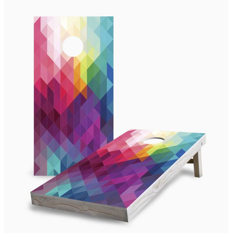 Rainbow Mosaic Cornhole Game (Choose Wraps or Boards) - 2x4 Boards (24" x 48") - Include Carrying Case