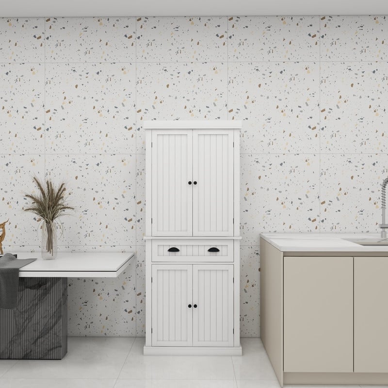 White Kitchen Storage Cabinet with Drawer