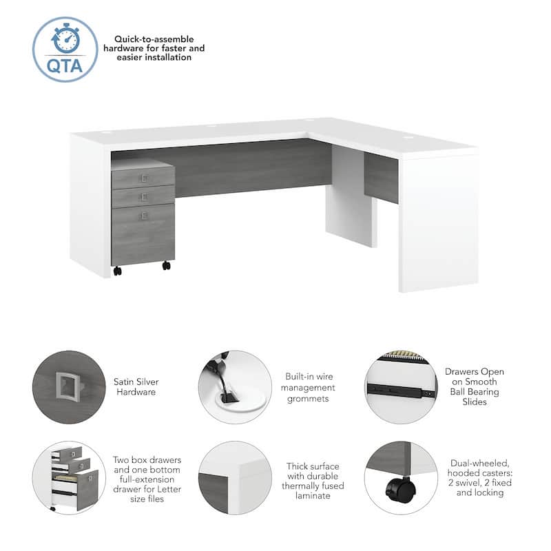 Echo 72W L Shaped Computer Desk w/ Drawers by Bush Business Furniture