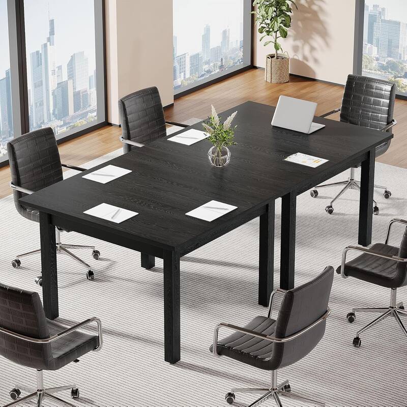 Square Conference Table with Solid Wood Legs Small Meeting Table for Conference/Seminar Room Boardroom
