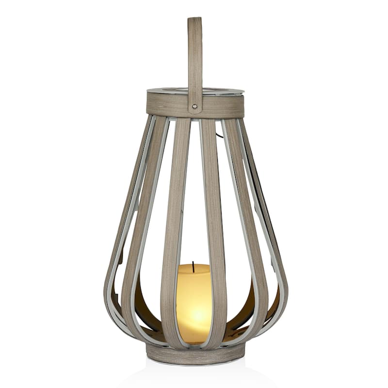 Solar Grey Decorative Plastic Lantern with Warm White LED