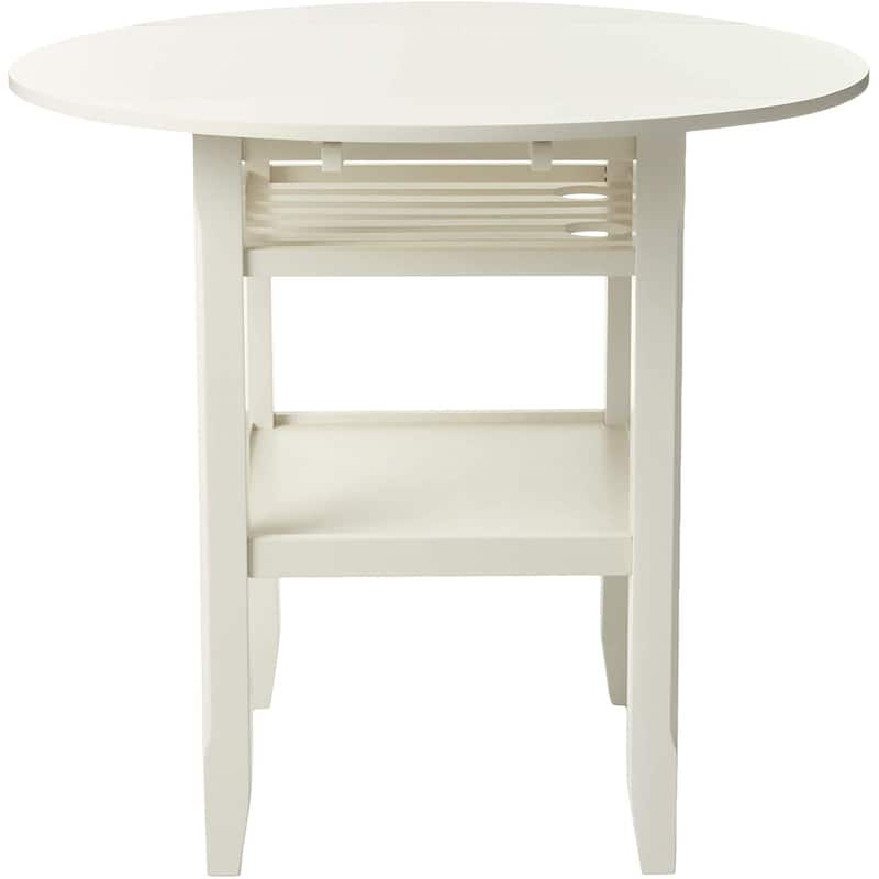 Counter Height Wood Table in Cream with Storage - 40*40*36