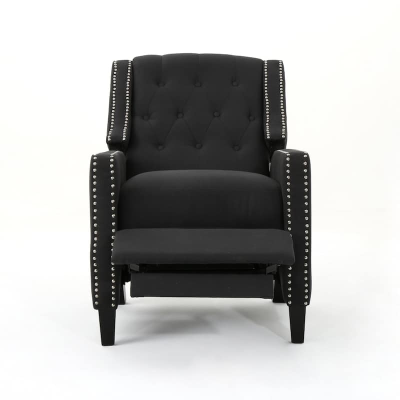Pushback Recliner Chair, Fabric Armchair Push Back Recliner with Rivet Trim, Mid Century Tufting Accent Chair for Living Room