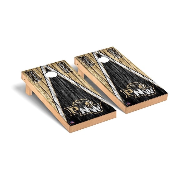 slide 2 of 5, Purdue Northwest Pride Weathered Cornhole Board Set