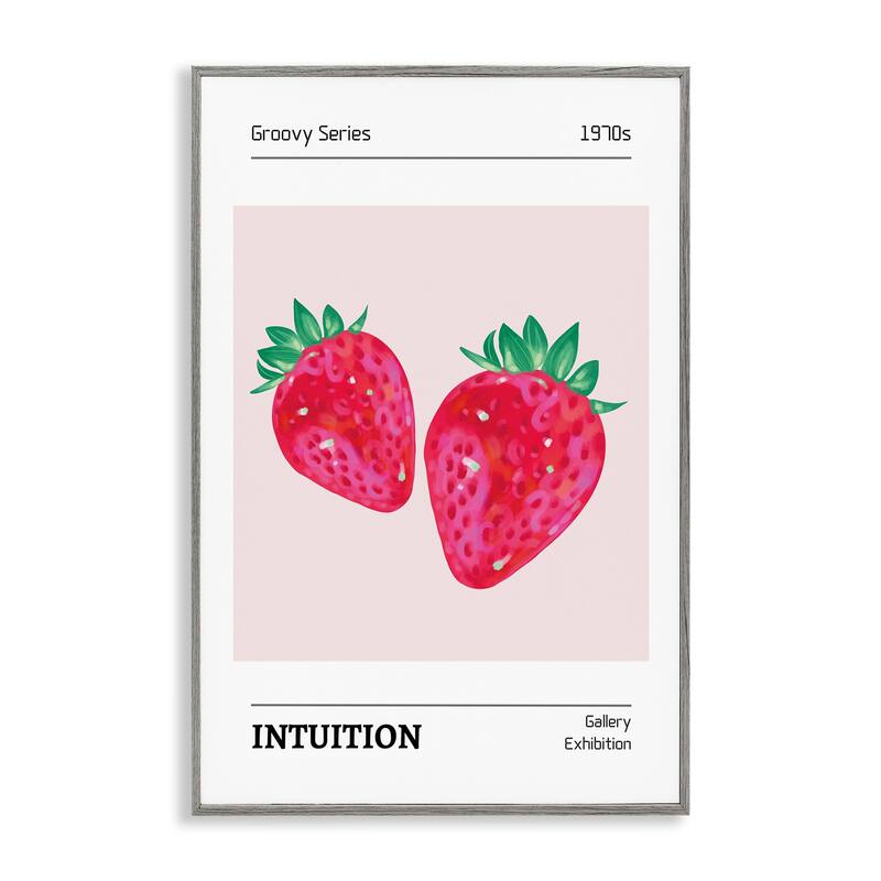 Stupell Intuition Phrase Strawberries Framed Giclee Art Design By LSR Design Studio - 16 x 24 - Grey