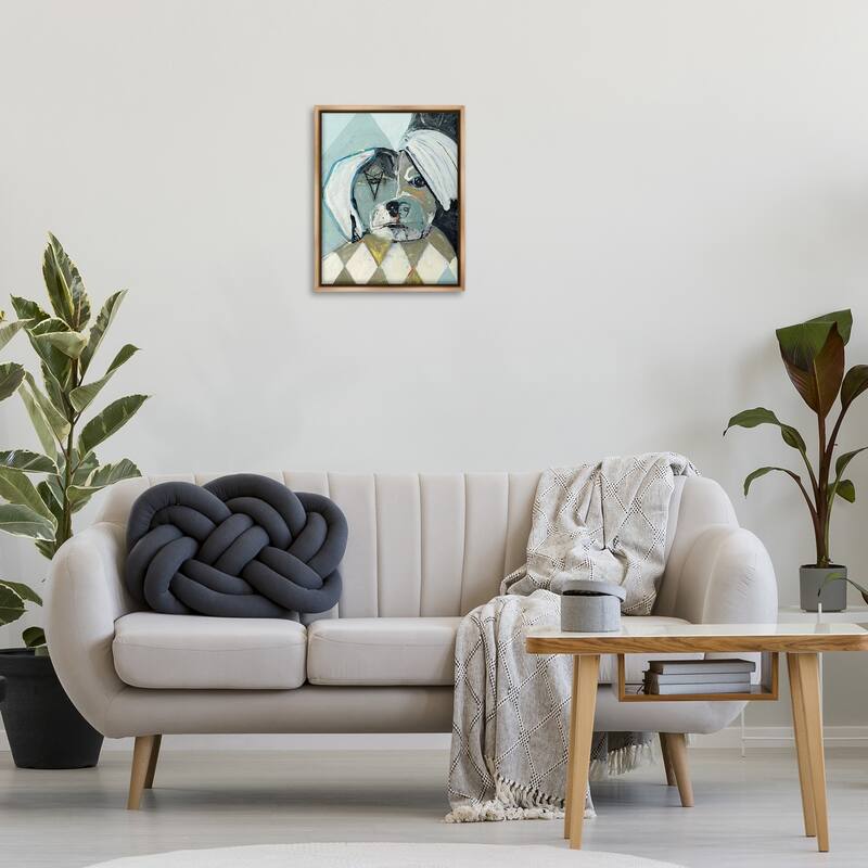 Stupell Abstract Dog Face Portrait Framed Floater Canvas Wall Art Design By Stacy Milrany