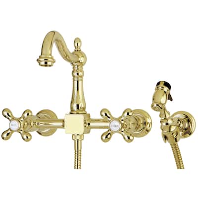 Kingston Brass Heritage 1.8 GPM Wall Mounted Widespread Kitchen Faucet