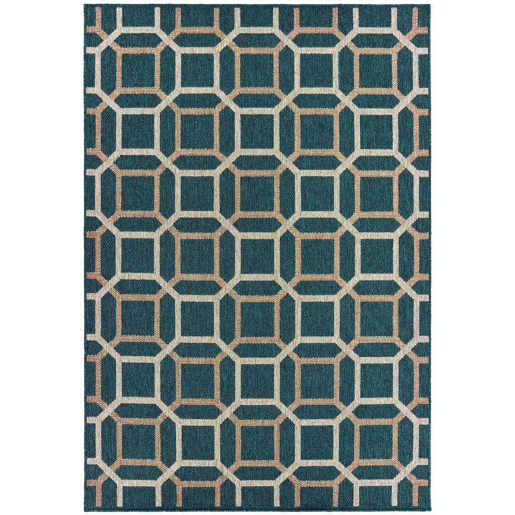 Laredo Blue Grey Geometric Outdoor Casual Area Rug