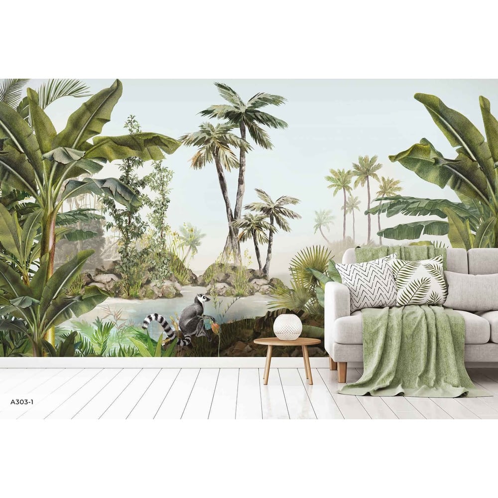 Tropical Lemur Paradise Wallpaper Mural